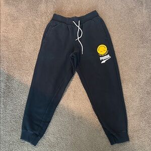 PUMA Black Joggers with Yellow Logo